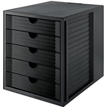 Cajonera Han Systembox Karma, 5 cajones cerrados, negro ecológico, DIN A4/C4