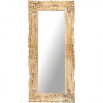 Espejo de madera maciza de mango 110x50 cm Marrón