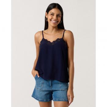 Naf Naf - Top de mujer con puntilla de tirantes, detalle de puntillas en todo el contorno del pecho y espalda
