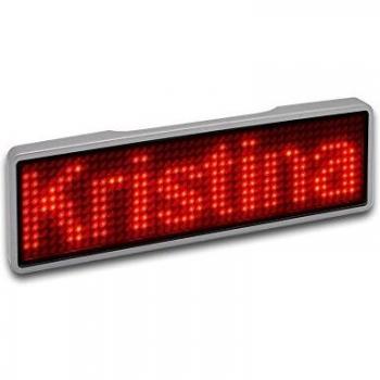 Etiqueta de Nombre LED 11x44 píxeles, USB, Marco Plateado, Luz Roja