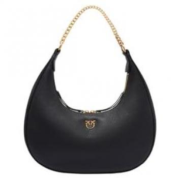 Pinko Brioche Hobo Shoulder Bag in Black | 101526A29QZ99Q, Stylish Leather Bag, Size: ONE SIZE, Female