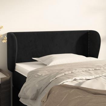Cabecero de terciopelo negro Día y Noche 83x23x78/88 cm con orejas