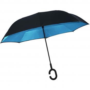 Paraguas invertido Plegable ADVERS Inverso Reverso Doble Capa Innovador Compacto Mango Forma C Resistente Tira Funda Viento Antiviento Negro Impermeable Coche Regalo Mujer Hombre Grande