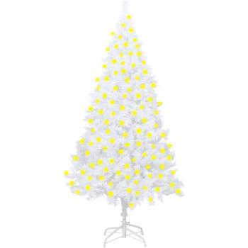 Artificial Pre-lit White Christmas Tree with Thick Branches 210 cm