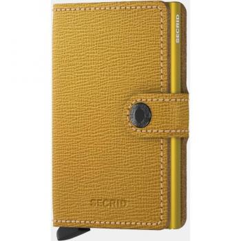Secrid Miniwallet Crisple Ochre - Cartera antirrobo de piel texturizada en amarillo con protección RFID