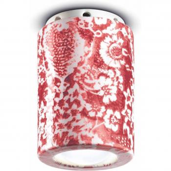 Lámpara de Techo Floral PI Ø 8,5 cm Rojo/Blanco