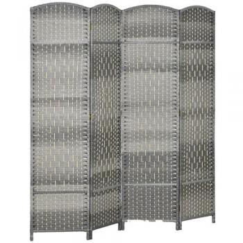 Homcom Separador de Ambientes Biombo Plegable 180x180 cm Pantalla de Privacidad de Polipropileno Gris Mixto