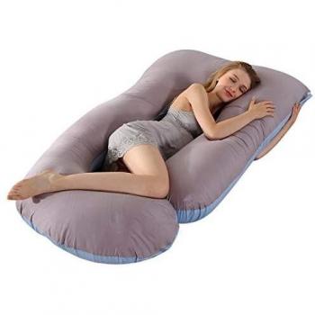KINGSON Almohada Embarazada Dormir en Forma de U,Multifuncional Embarazo Almohada de Cuerpo Completo Mejorar Sueño con Funda Extraíble y Lavable