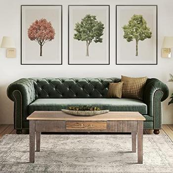 Mesa Auxiliar Vintage de Madera Maciza de Mango con Cajón 117 x 70 x 45,5 cm Hecha a Mano Diseño Retro