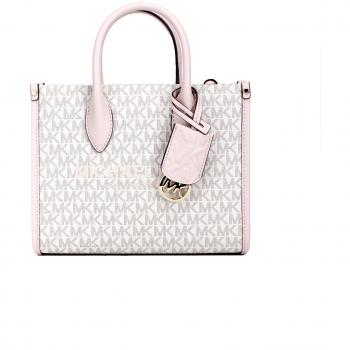 Mirella Small Powder Blush PVC Top Zip Shopper Tote Crossbody Bag