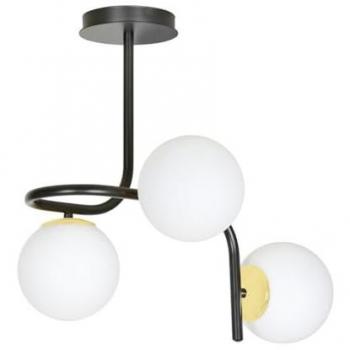 Lámpara de Techo Ragnar - Acero Pintado, Vidrio, Negro, Oro y Blanco - 57x51x40 cm