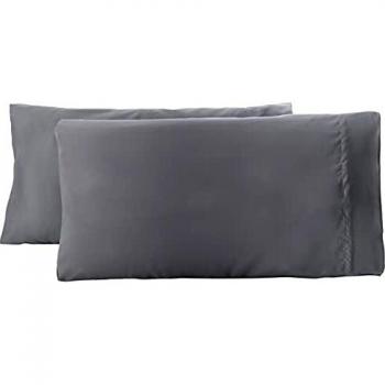 Amazon Basics - Funda de almohada de microfibra, 2 unidades, 50 x 80 cm - Gris oscuro