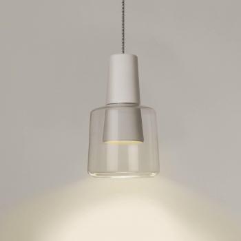 LEDS-C4 Khoi - Lámpara Colgante de Techo LED 19.5W 3000K 907Lm Aluminio Blanco y Cristal Transparente