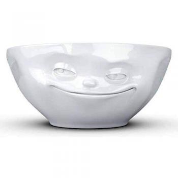 Cuenco de Porcelana Dura Blanco con Cara Sonriente de 350 ml