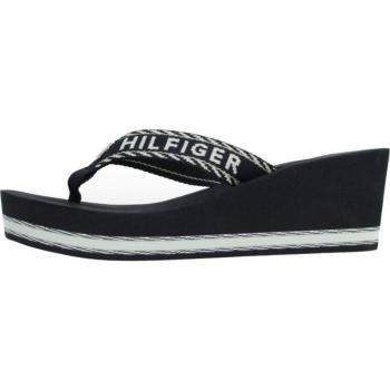 Sandalia con cuña Tommy Hilfiger Webbing H Wedge para mujer, color azul