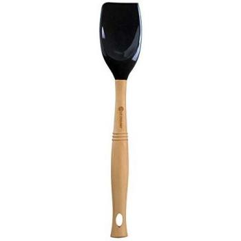 Le Creuset Espátula Cuchara con Cabezal de Silicona extraíble, Madera, Negro, Largo: 32 cm