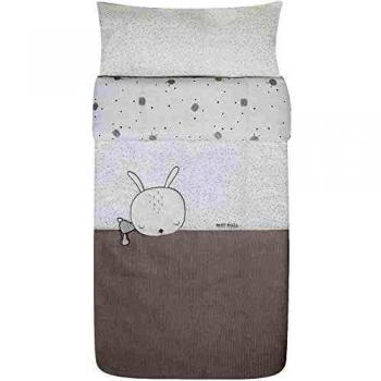 Petitpraia Sleepy Gris Funda Nórdica Tríptica + Protector Cuna 70 + Relleno