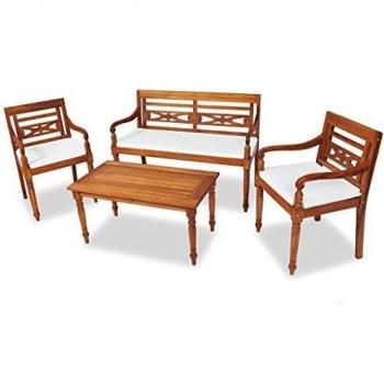 4-Piece Solid Teak Outdoor Lounge Set with Cushions