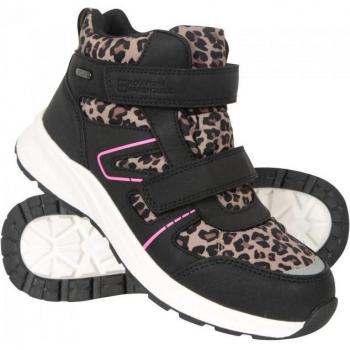 Mountain Warehouse Children's Unisex Jupiter Adaptive Leopard Print Walking Boots (Black/Pink) - Size UK 4 Infant