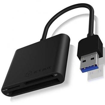 ICY BOX U3 USB 3.0 Tipo-A Lector de Tarjetas para CF, SD y Tarjetas de Memoria microSD Negro