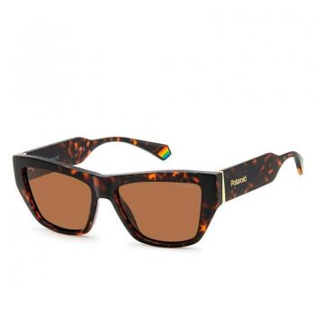 Polaroid Women's Polarized Cat-Eye Sunglasses PLD 6210/S/X with Rainbow Detail, Brown, 55 MM