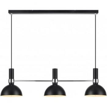 Lámpara colgante LARRY negra 3 bombillas E27 con barra domo de 3 luces