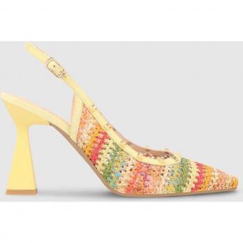 Zapatos de salón destalonados de mujer en ante de color amarillo