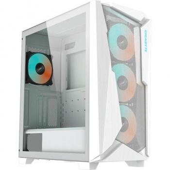 Gigabyte C301GW V2 - Caja de torre para ordenador gaming ATX con iluminación RGB, panel lateral de vidrio templado y puertos USB 3.0 en color blanco