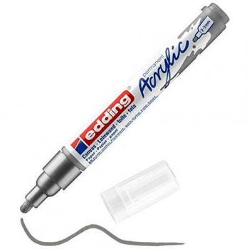 edding 5100 marcador acrílico de trazo medio - plata - 1 rotulador acrílico resistente al agua - punta redonda 2-3 mm - pintura acrílica para lienzo, papel kraft, madera y piedra