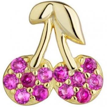 Piercing tragus Earcandy Cherry de plata bañado en oro 18k