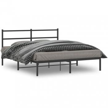Estructura cama sin colchón con cabecero metal negro 160x200 cm