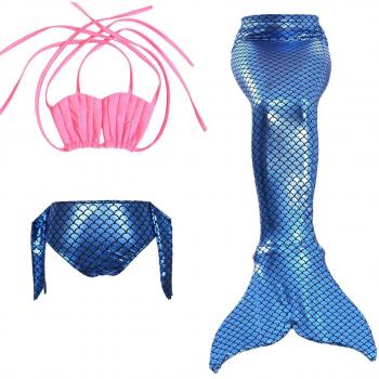 THEE 3pcs Traje de Baño de Cuello Hálter con Cola de Sirena Bikini Set para Niña