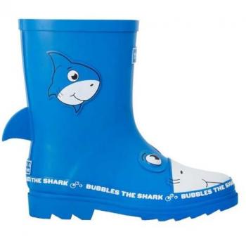 Regatta Kids Waterproof Mudplay II Wellies - Bubbles the Shark Blue, Size: UK Junior 1