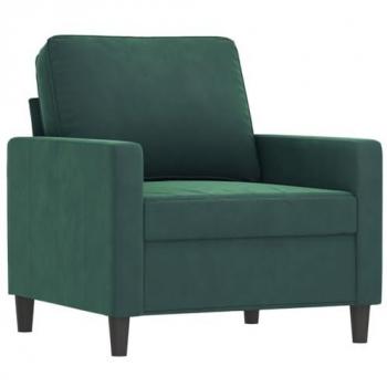 Sillón de terciopelo verde oscuro 60 cm con reposabrazos, respaldo, tapizado para salón hogar, diseño relax para televisión