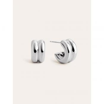 Pendientes Aro Singularu Shelly Acero con Baño de Rodio - Elegantes Joyas para Mujer