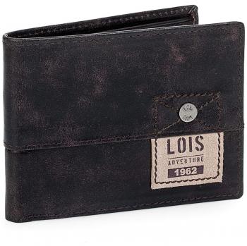 Lois - 12501 Cartera Monedero Billetero Tarjetero Hombre de Piel Genuina. Portamonedas con 2 Compartimentos para Billetes y 9 para Tarjetas y documentación, Color Marron