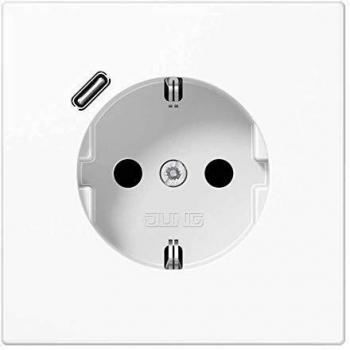 Enchufe Schuko con Cargador USB Tipo C Rápido Blanco Alpino Jung LS1520-18CWW