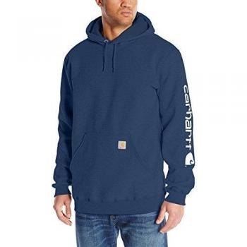 Carhartt Men's Midweight Sleeve Logo Hooded Sweatshirt - Navy Blue - Size XL