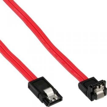 Cable SATA III 6Gb/s Rojo 0,3m con Conector Angulado y Seguro