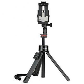 Joby GripTight Pro TelePod JB01534-BWW, Tripod for Smartphone/iPhone/Action Camera/Camera, Bluetooth Remote, Monopod, Selfie Stick, Vlogging Tripod with Ballhead/Clamp, 1kg Load, 1/4” attach, 360°