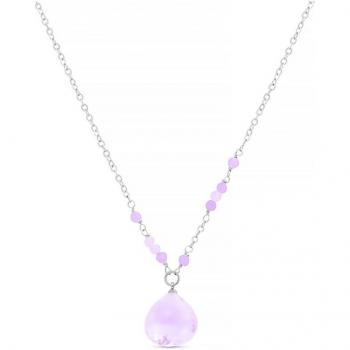 Collar Luxenter Zoqoyi de Aleación de Metal y Circonita Morganita Acabado Baño Rodio