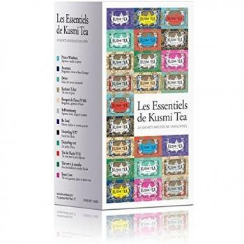 Kusmi Tea - Estuche de bolsas de té Les Essentiels - Surtido de 12 recetas ineludibles - Mezclas históricas, tés Detox, tés negros y tés verdes aromatizados - Lata de 24 bolsas de muselina