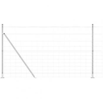 Valla de Campo Galvanizada 50 x 1.4 m Acero con Postes y Placas de Base