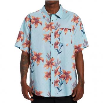 Camisa de hombre Billabong Sundays manga corta azul rojo - M