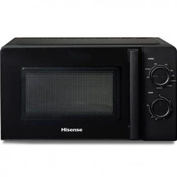 Hisense H20MOBS1HG - Microondas con Grill, Capacidad de 20 L, 700 W de Potencia,900 W Grill, 5 Niveles, Temporizador 30 Min, Modo Descongelar, Tirador, Acabado Negro