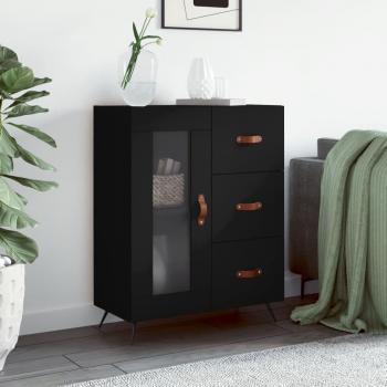 Aparador de madera de ingeniería 69,5x34x90 cm, mueble de almacenaje para salón, buffet negro, armario auxiliar y armario de almacenamiento