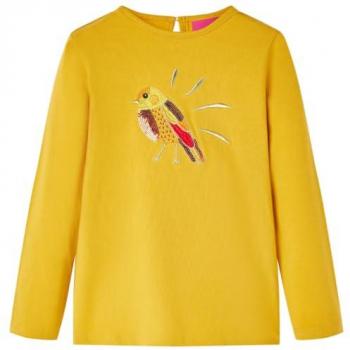 Camiseta Infantil de Manga Larga Diseño de Pájaro Jersey Ropa Ocre Oscuro 104