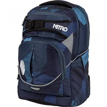 Mochila Escolar Nitro Superhero 30L Azul con Reflectores y Diseño Fragmentado