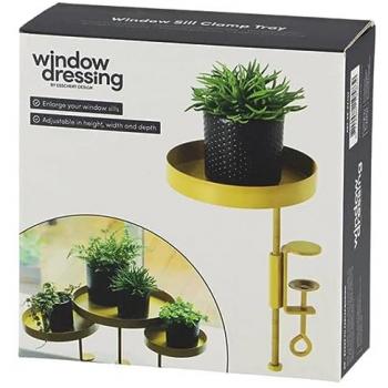 Esschert Design Bandeja para Plantas con Abrazadera Redonda Dorada S - Macetero Color Dorado, Verde, altura regulable, dimensiones 20,9 x 14 cm