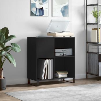 Soporte para móvil y mueble para discos de madera contrachapada negro 84,5x38x89 cm